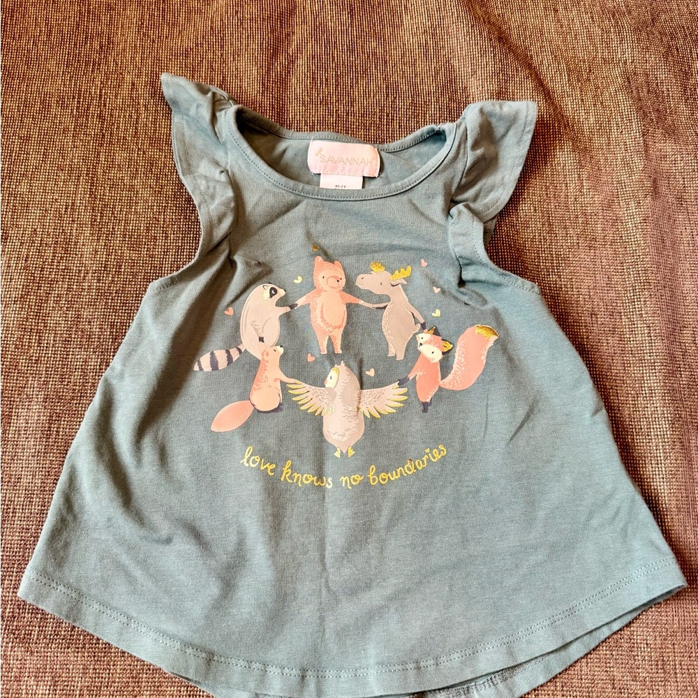 Kids Green Animal Print Top